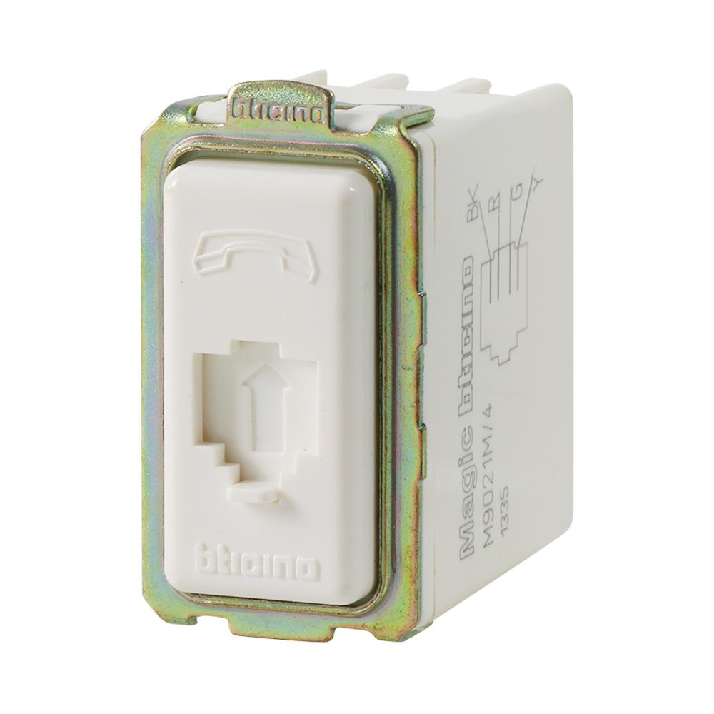 เต้ารับโทรศัพท์ BTICINO 6P/4C SM9021 M/4 สีขาว