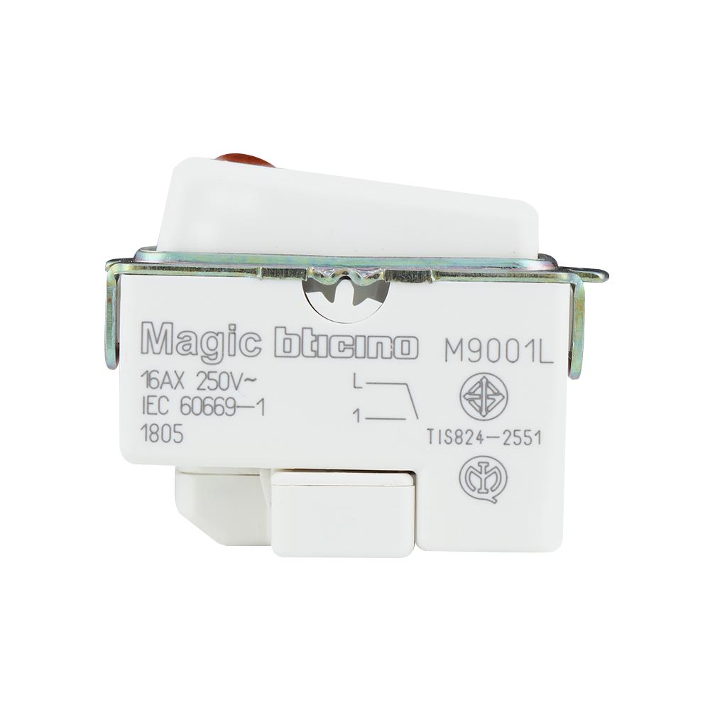 สวิตช์ 1 ทาง มีไฟ BTICINO SM9001L ขนาด 1 ช่อง สีขาว