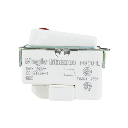 สวิตช์ 1 ทาง มีไฟ BTICINO SM9001L ขนาด 1 ช่อง สีขาว_1