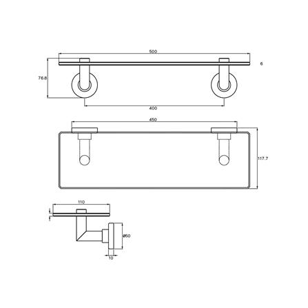 หิ้งกระจก WS AO-9305 สเตนเลส_1