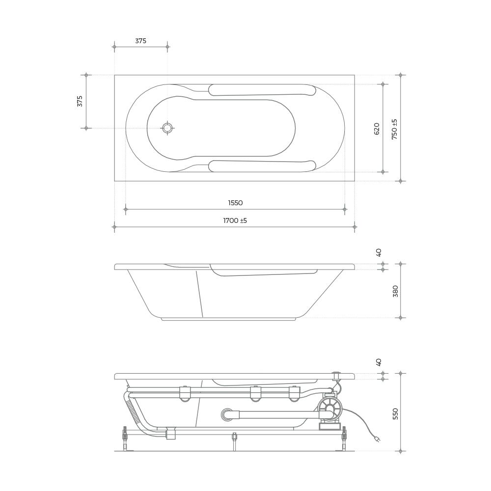 อ่างอาบน้ำ 140 ซม. CRISTINA CT-5021P สีขาว