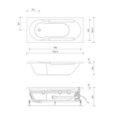 อ่างอาบน้ำ 140 ซม. CRISTINA CT-5021P สีขาว_2