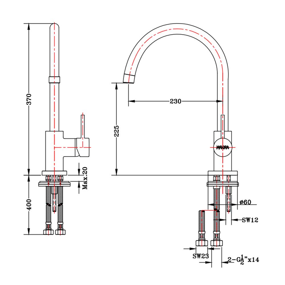 ก๊อกซิงค์ผสมเคาน์เตอร์ KARAT FAUCET MJ61-50