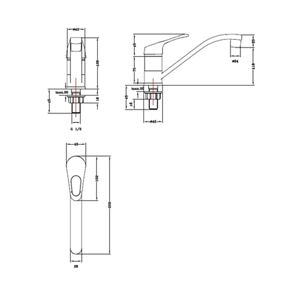 ก๊อกซิงค์เดี่ยวเคาน์เตอร์ KARAT FAUCET HO60-50(C)