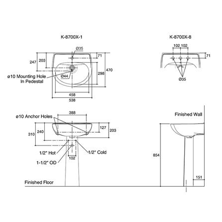 อ่างล้างหน้าแขวน KOHLER K-8703X สีขาว_1