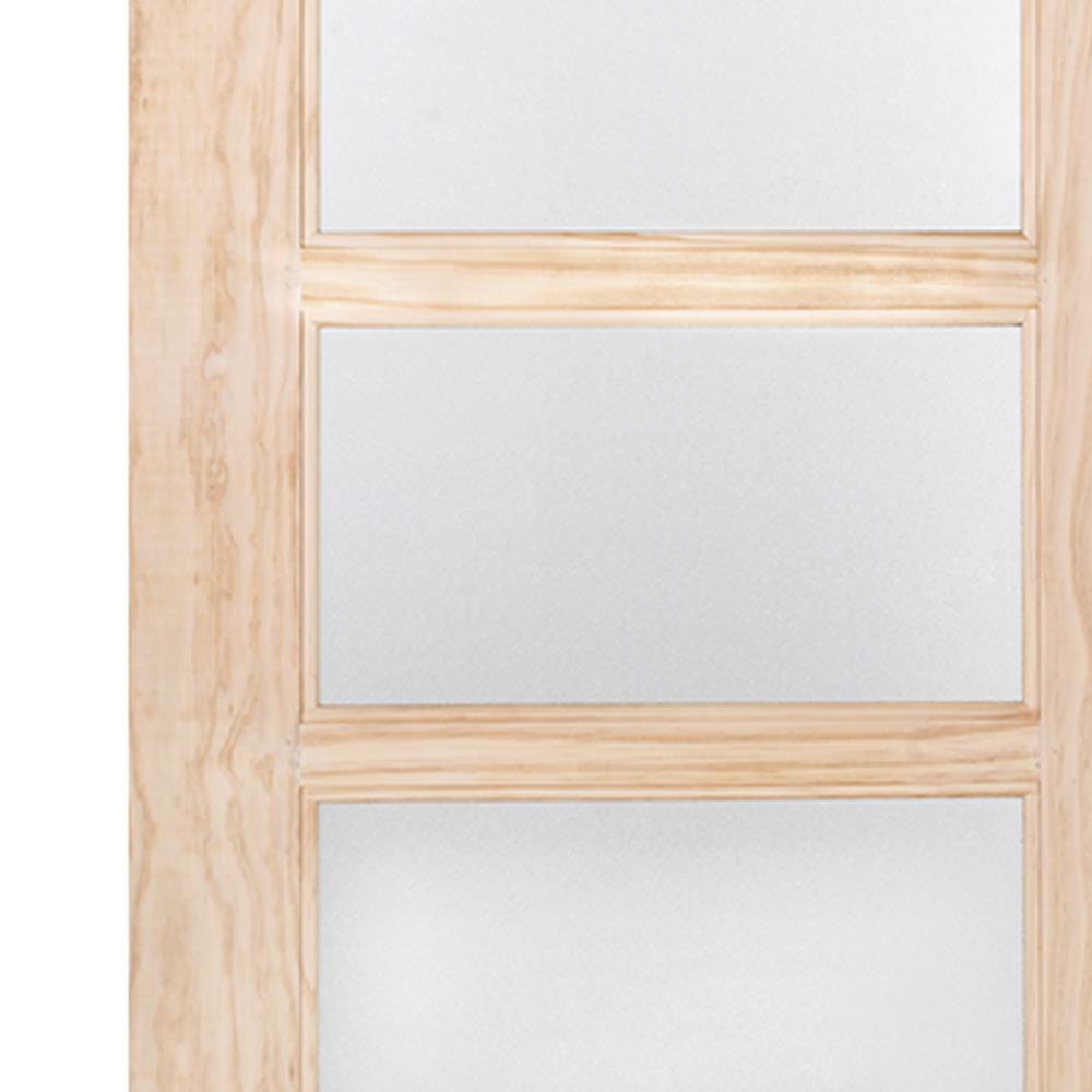 ประตูไม้สนนิวซีแลนด์ พร้อมกระจก MODERN DOORS L.145 80X200 ซม. สีธรรมชาติ ไม่เจาะลูกบิด