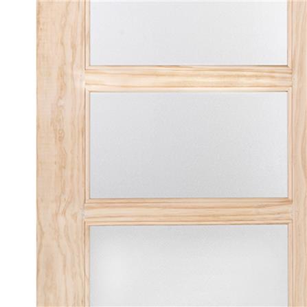 ประตูไม้สนนิวซีแลนด์ พร้อมกระจก MODERN DOORS L.145 80X200 ซม. สีธรรมชาติ ไม่เจาะลูกบิด_1