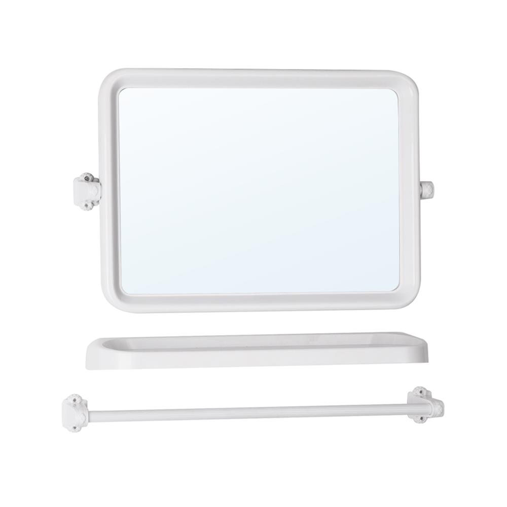 กระจกพลาสติก 3 ชิ้น MOYA 1406 เหลี่ยม สีขาว