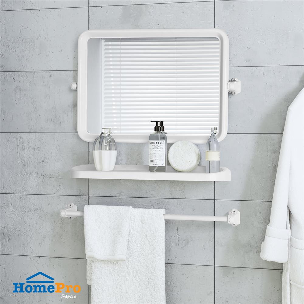 กระจกพลาสติก 3 ชิ้น MOYA 1406 เหลี่ยม สีขาว