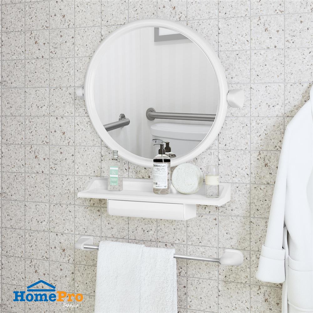 ชุดกระจกพลาสติกกลม 3 ชิ้น MOYA 1407 สีขาว