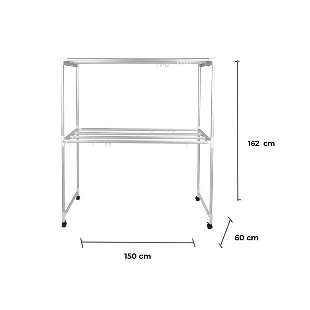 ราวตากผ้าอะลูมิเนียมมีล้อ 8 เส้น PLIM 1.5 ม.
