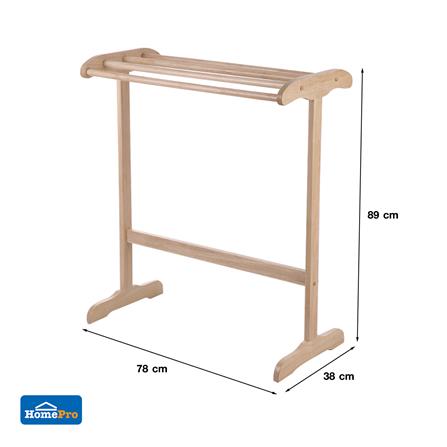 ราวพาดผ้าไม้ยางพารา 5 เส้น สีธรรมชาติ PLIM_6