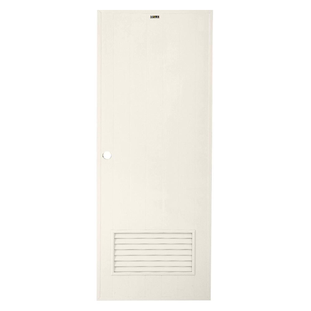 ประตูห้องน้ำ PVC บานประกอบ AZLE-2 เกล็ดล่าง 70X180 ซม. สีครีม