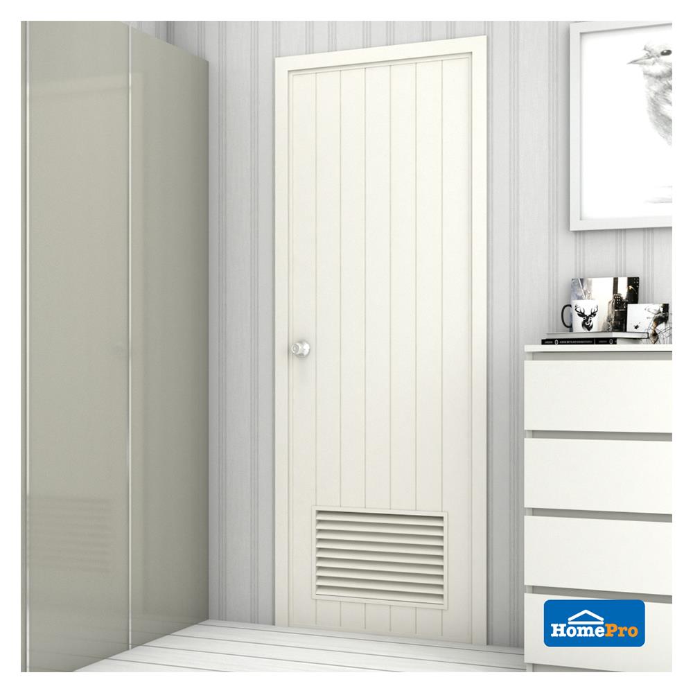 ประตูห้องน้ำ PVC บานประกอบ AZLE-2 เกล็ดล่าง 70X180 ซม. สีครีม