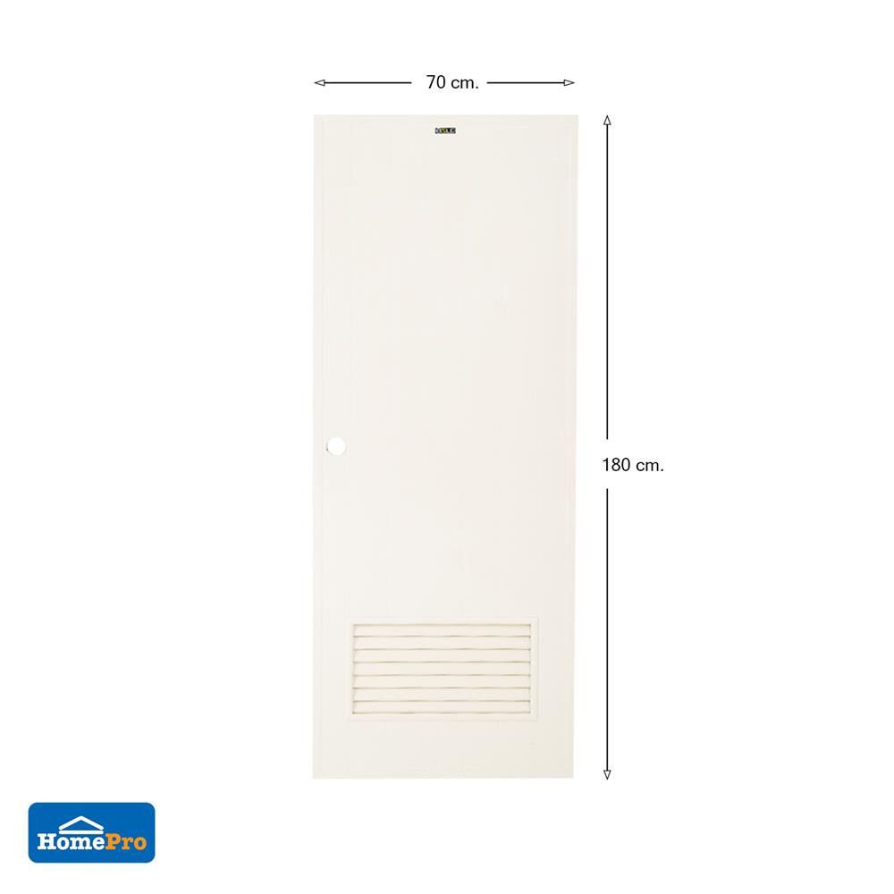 ประตูห้องน้ำ PVC บานประกอบ AZLE-2 เกล็ดล่าง 70X180 ซม. สีครีม