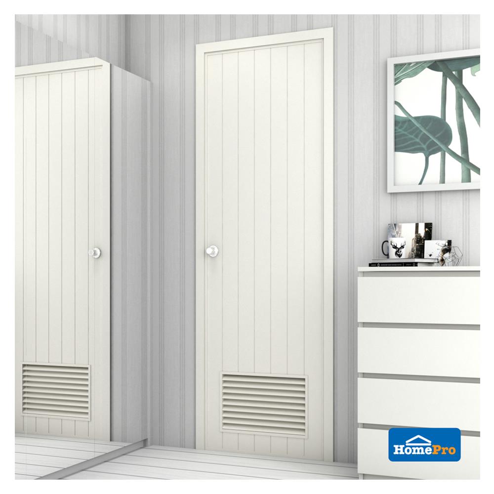 ประตู PVC บานประกอบ AZLE-2 เกล็ดล่าง 70X200 ซม. สีครีม