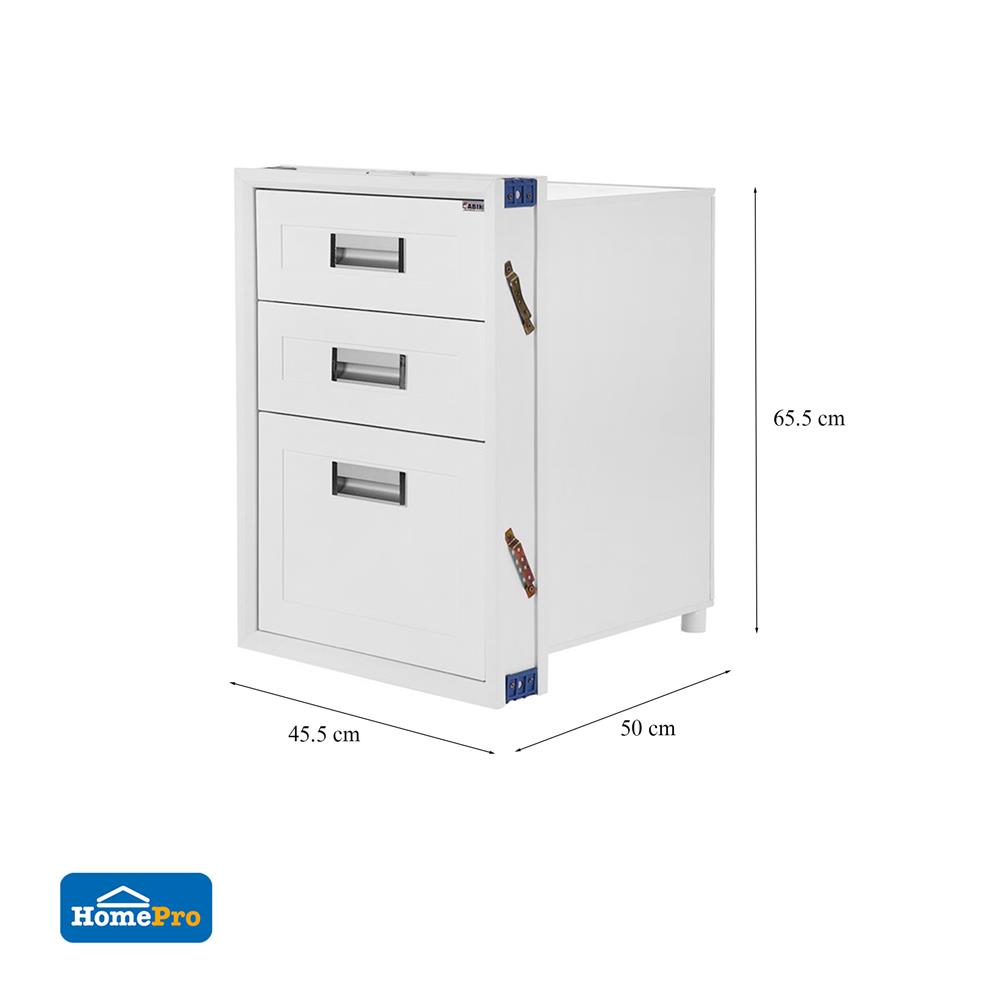 ตู้ลิ้นชัก 3 ชั้น พร้อมถาดช้อน CABIN 45.5x65.5 ซม. สีขาว