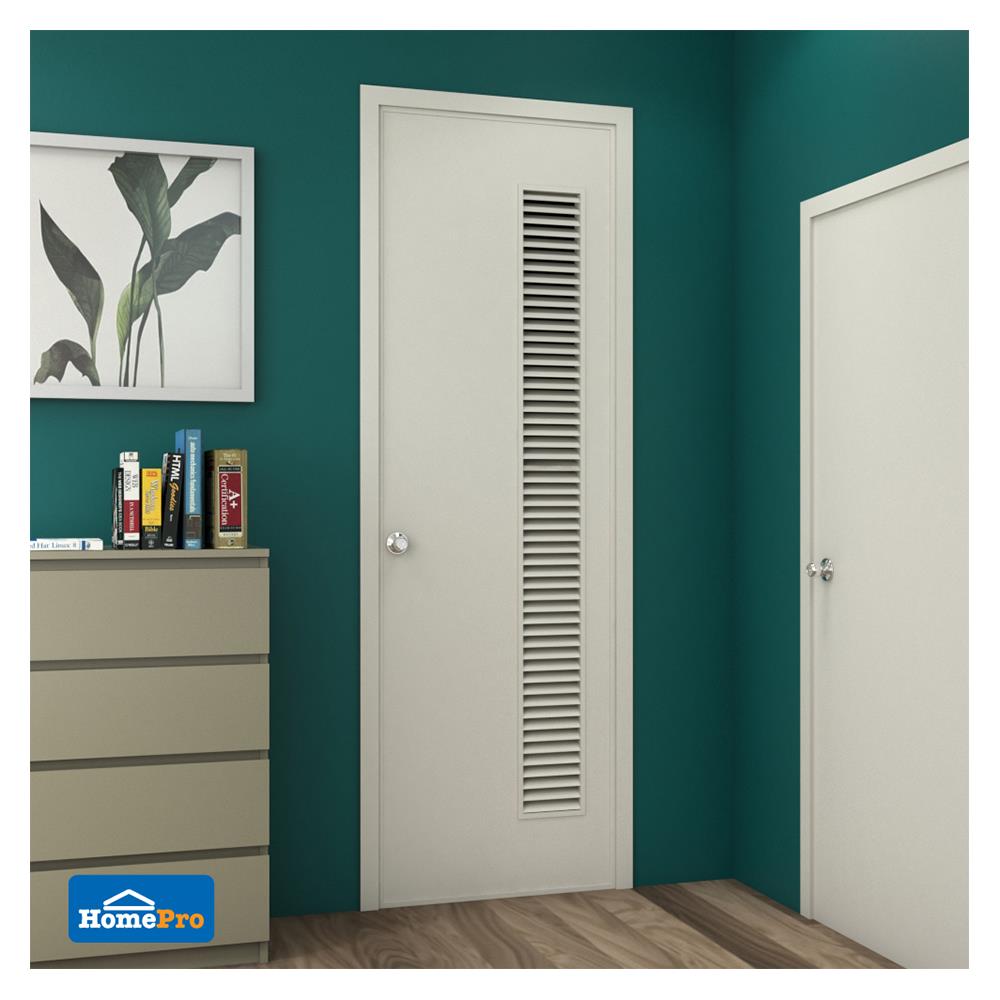 ประตู PVC บานประกอบ AZLE 6 70X200 ซม. สีครีม