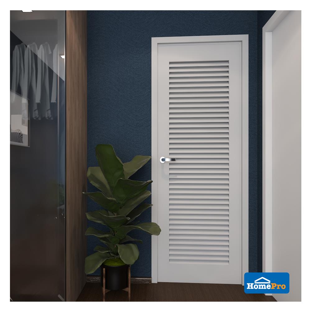 ประตู PVC บานประกอบ AZLE 5 70X200 ซม. สีครีม