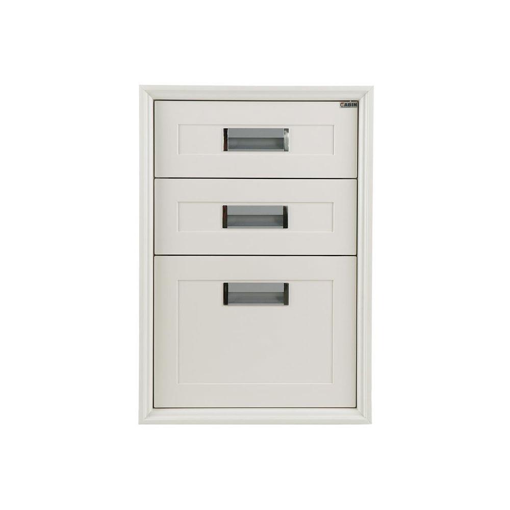 ตู้ลิ้นชัก ABS 3 ชั้น + ถาดใส่ช้อน 45x65 ซม. สีครีม