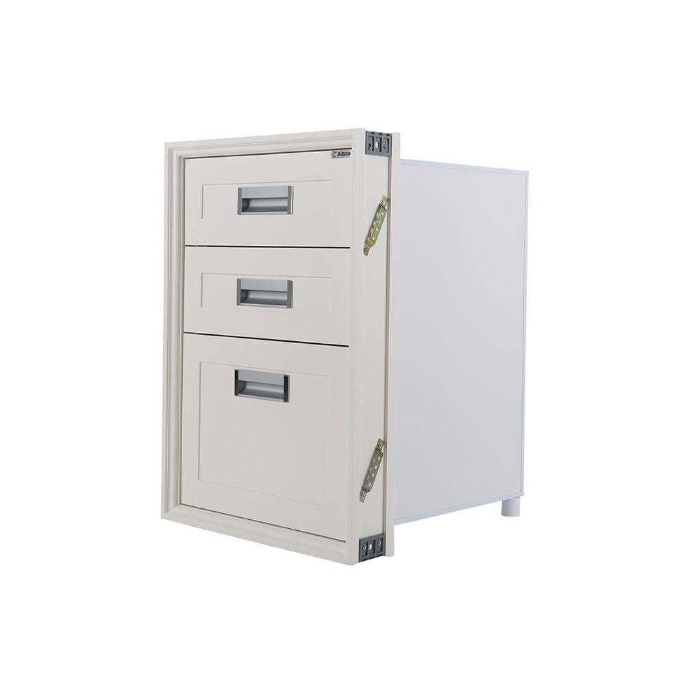 ตู้ลิ้นชัก ABS 3 ชั้น + ถาดใส่ช้อน 45x65 ซม. สีครีม