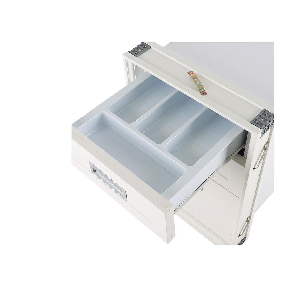 ตู้ลิ้นชัก ABS 3 ชั้น + ถาดใส่ช้อน 45x65 ซม. สีครีม