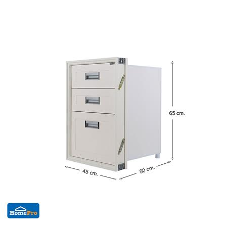 ตู้ลิ้นชัก ABS 3 ชั้น + ถาดใส่ช้อน 45x65 ซม. สีครีม_4