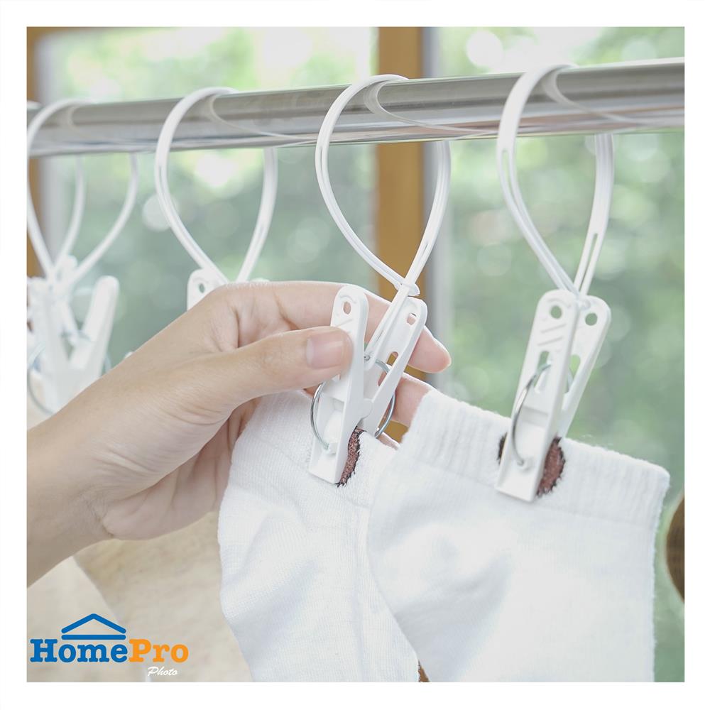 กิ๊บหนีบผ้ามีสายคล้อง PLIM สีขาว แพ็ค20 ชิ้น