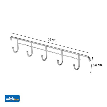 ราวแขวนสเตนเลส 35 ซม. 5 ตะขอหัวมน EKONO ST005_5