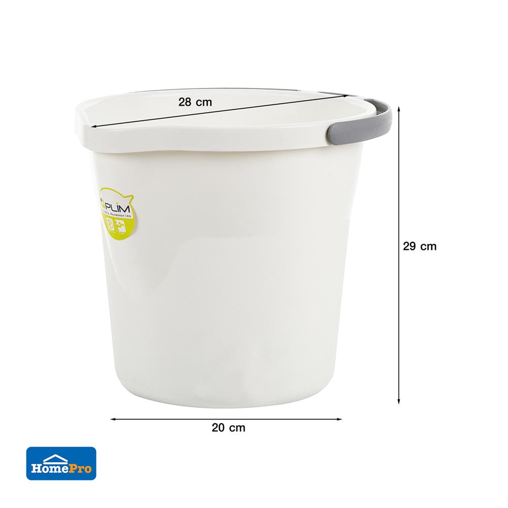 ถังน้ำกลมปากเท PLIM 12 ลิตร (3.gl) สีขาว