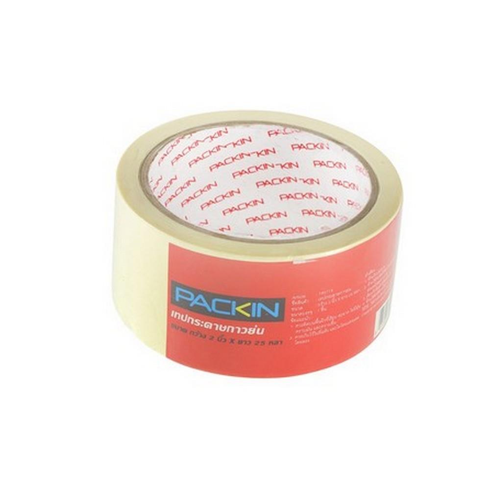กระดาษกาวย่น PACK IN 2นิ้วx25หลา สีครีม
