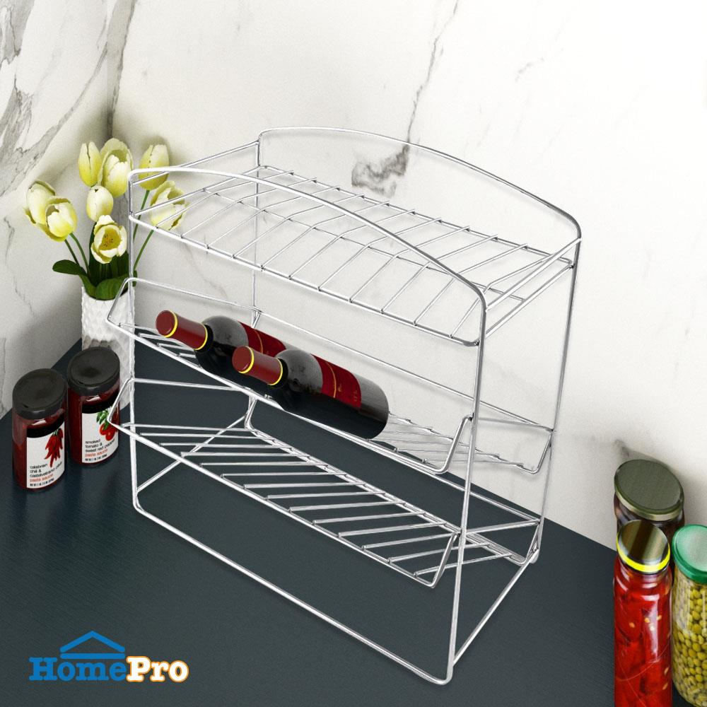 ชั้นวางขวดในครัวสแตนเลส3ชั้น KECH LEAF