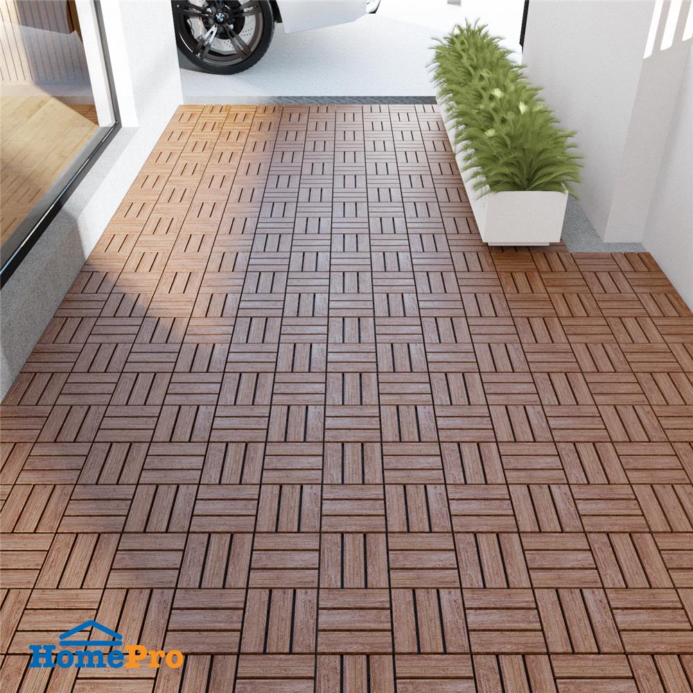 ทางเท้าไม้เนื้อแข็งสลับเรียบ SPRING 30x30 ซม.