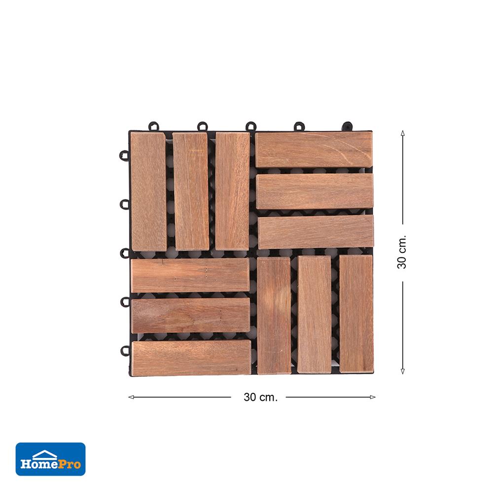 ทางเท้าไม้เนื้อแข็งสลับเรียบ SPRING 30x30 ซม.