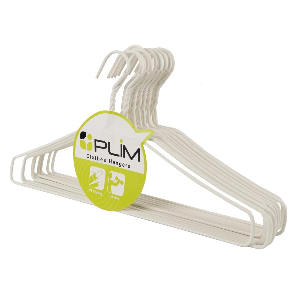 ไม้แขวนเสื้อเคลือบPVC ขาว PLIM (1x12)