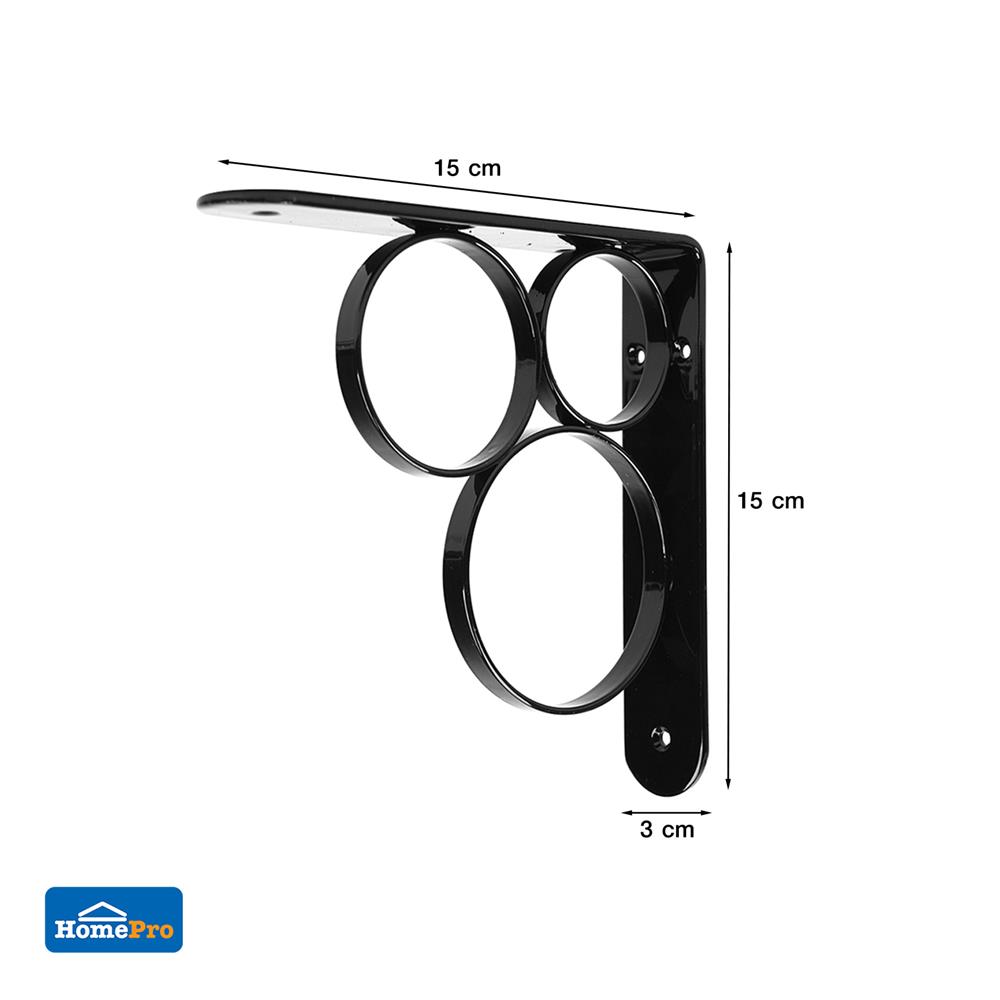 แขนรับชั้นเหล็ก STACKO O 15x15 ซม. สีดำ