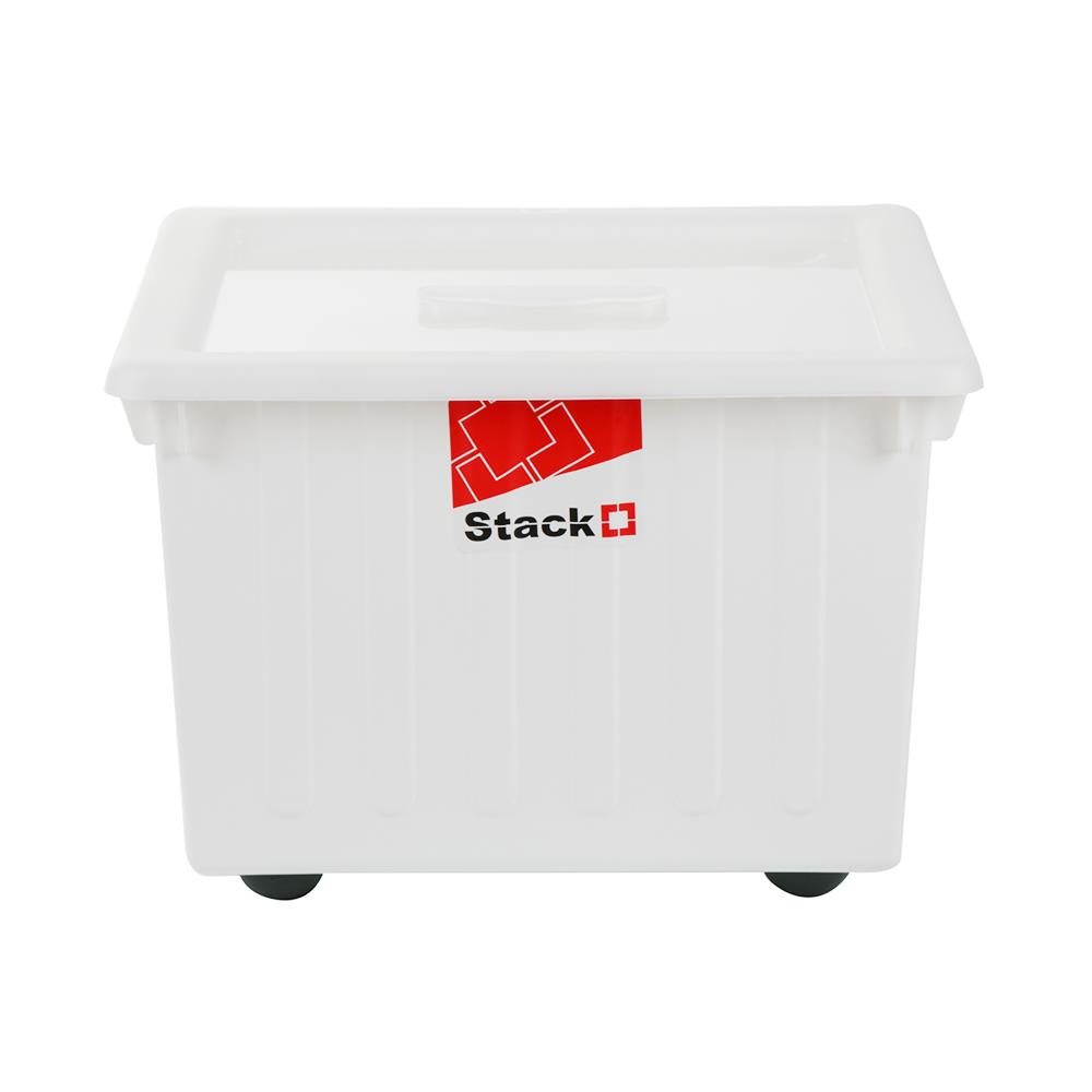 กล่องเก็บของ มีล้อ STACKO FRESHY 28.5 ลิตร สีขาว