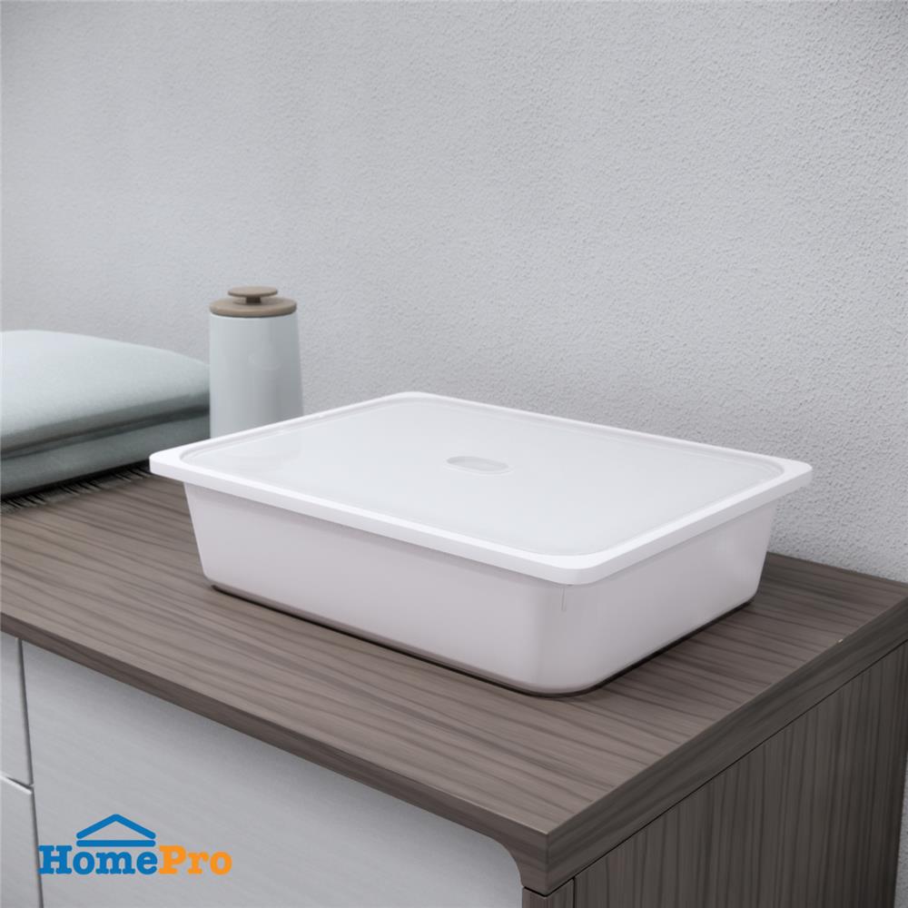 กล่องฝาปิด STACKO HARU 43x33x10 ซม. สีขาว