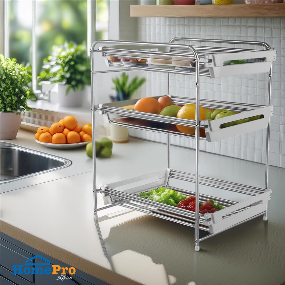 ชั้นวางของสเตนเลสสไลด์ 3 ชั้น KECH HBS-03