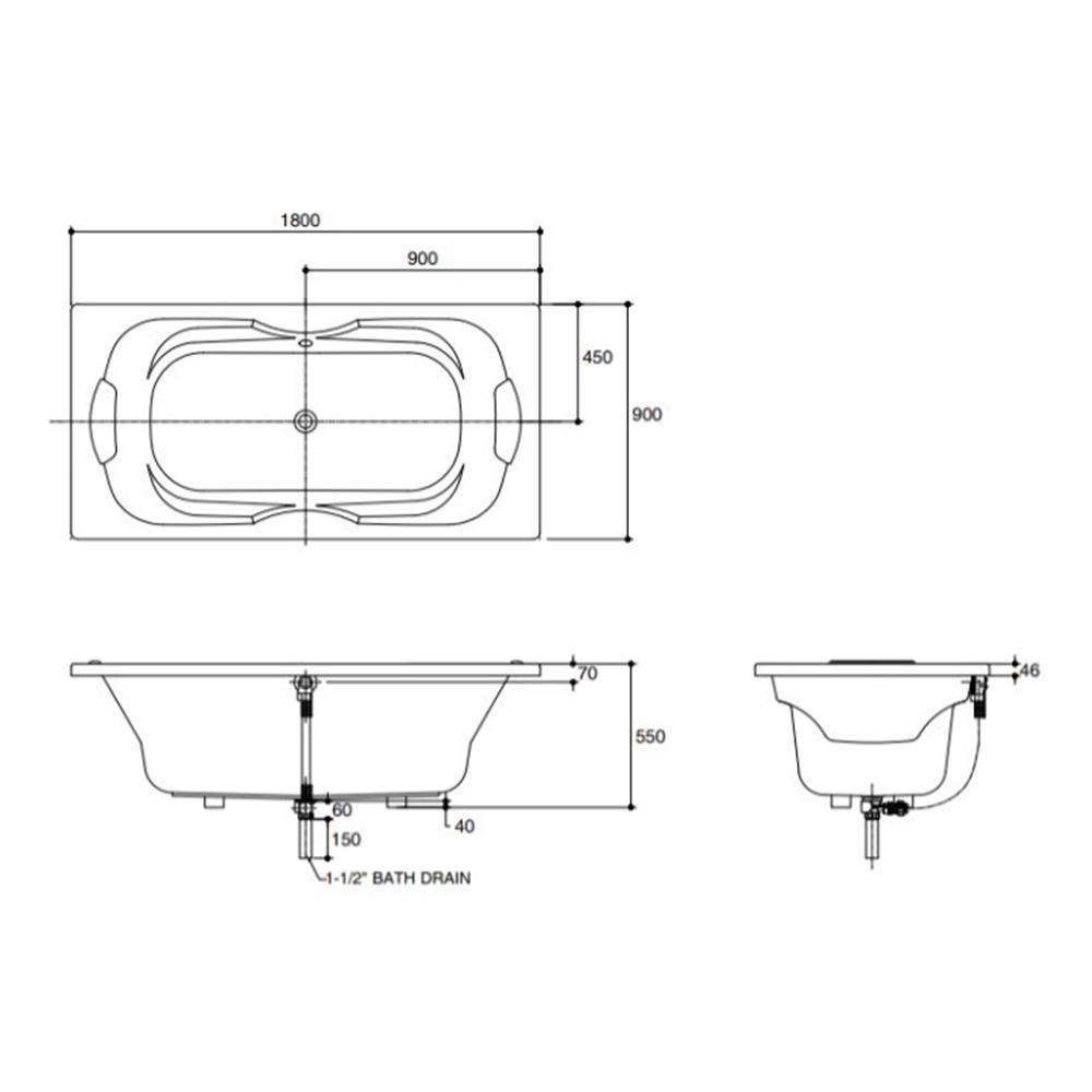อ่างอาบน้ำ 180 ซม. KARAT K-18753X สีขาว