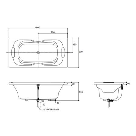 อ่างอาบน้ำ 180 ซม. KARAT K-18753X สีขาว_1