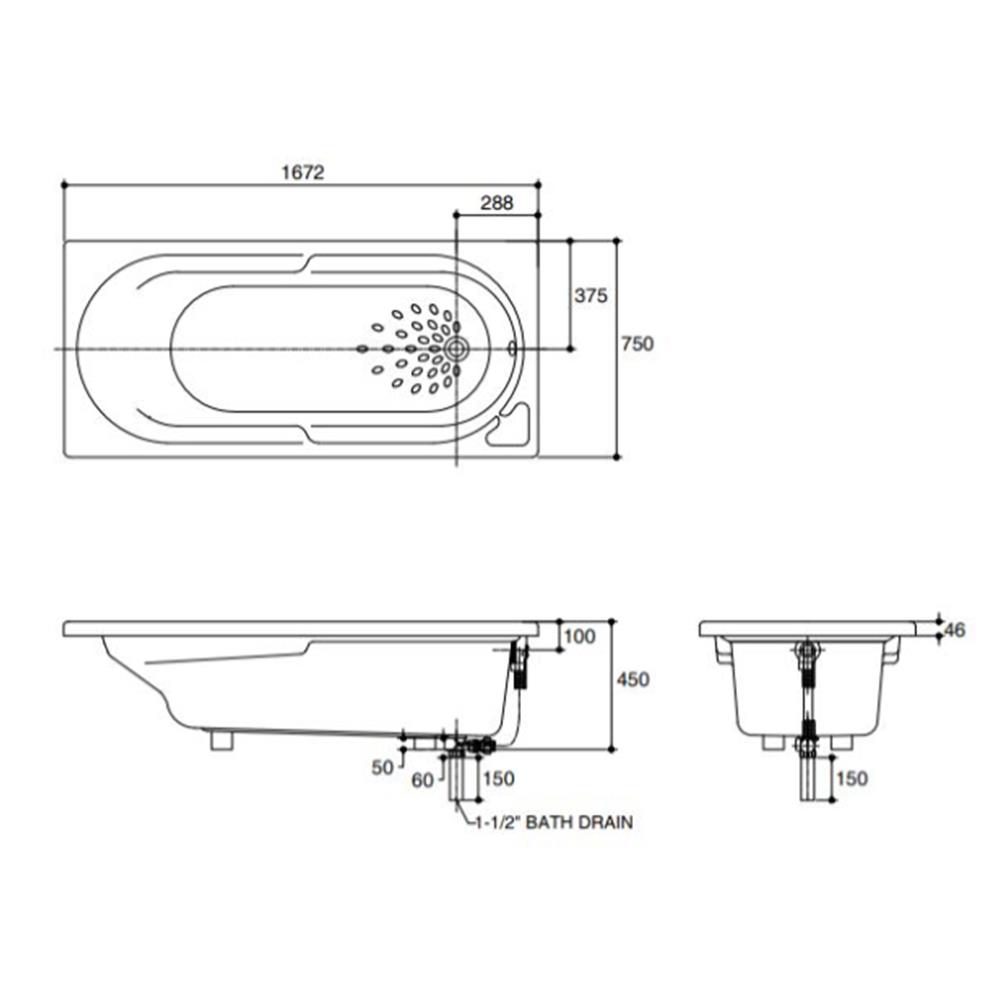 อ่างอาบน้ำ 170 ซม. KARAT K-18760X สีขาว