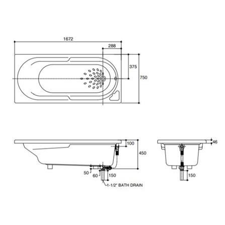 อ่างอาบน้ำ 170 ซม. KARAT K-18760X สีขาว_1