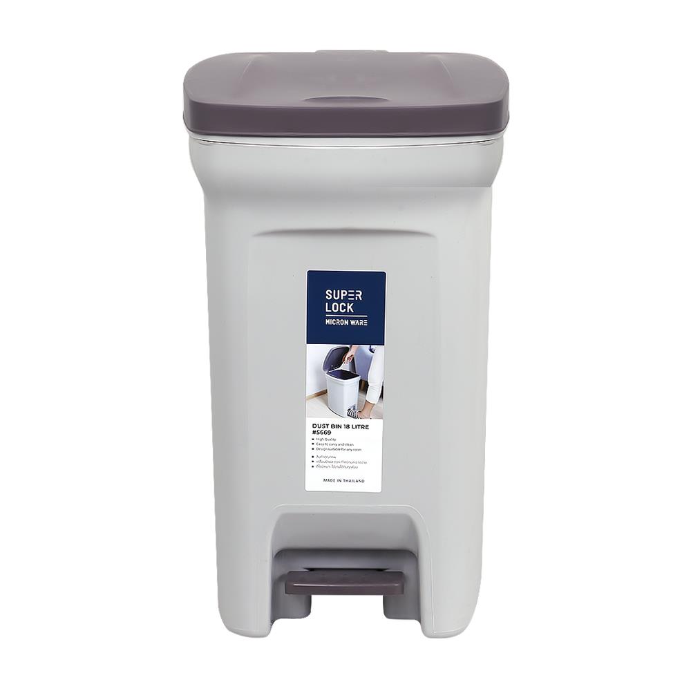 ถังขยะเหยียบเหลี่ยม JCP 5669 18L สีขาวฝาเทา