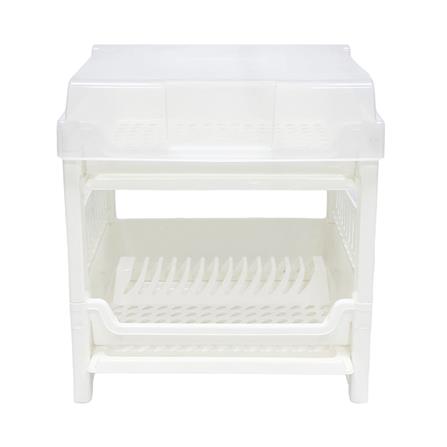 ชั้นคว่ำจานพลาสติก 2 ชั้น มีฝาครอบ SN 787 สีขาว_1