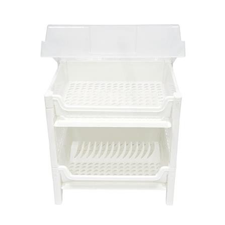 ชั้นคว่ำจานพลาสติก 2 ชั้น มีฝาครอบ SN 787 สีขาว_2