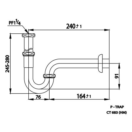 ท่อน้ำทิ้งอ่างล้างหน้าพีแทรป 24 ซม. COTTO CT683(HM)_1