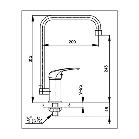 ก๊อกซิงค์เดี่ยวเคาน์เตอร์ COTTO CT158A(HM)_1