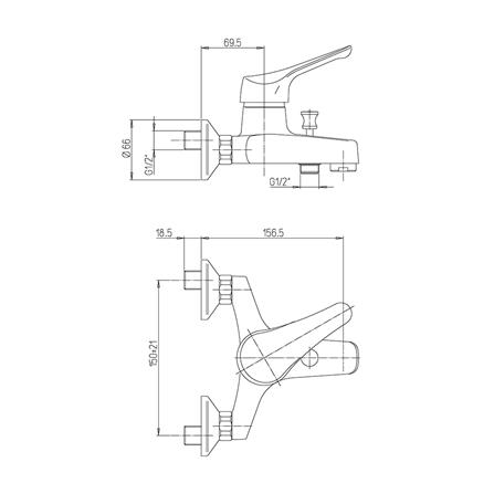 ก๊อกผสมอ่างอาบ PAINI 04CR111 สีโครม_1