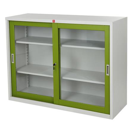 ตู้เหล็กบานเลื่อนกระจก LUCKY WORLD KSG-120-GG สีเขียว_1